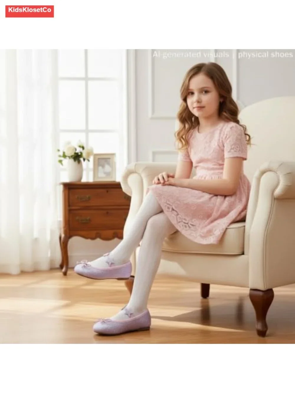 Toddler Girls Mary Jane Flats Ballerina Dress Shoes with Glitter Sparkle